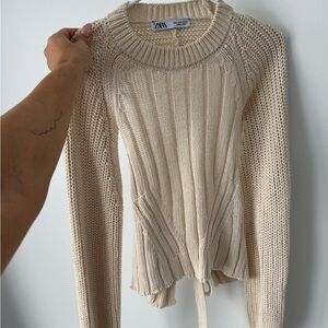 Zara Beige Ribbed Sweater